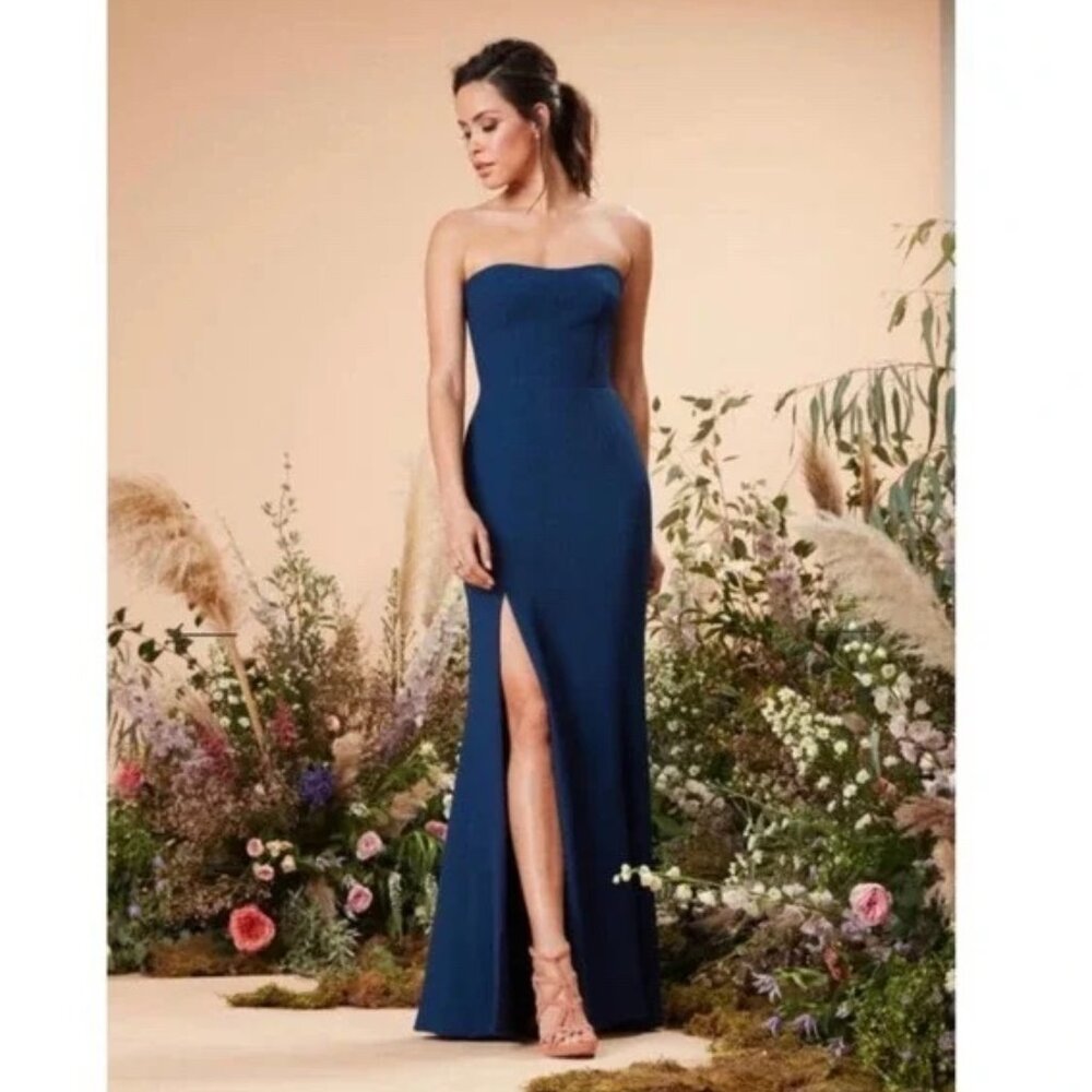 Dress the Population Ellen Strapless Gown - Pacific Blue - Size XXS /0